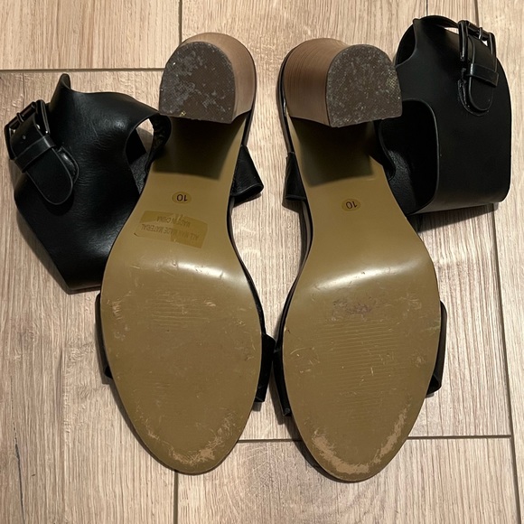 Hot Kiss Black Chunky Platform Heels with Ankle Strap Size 10 - Picture 8 of 9